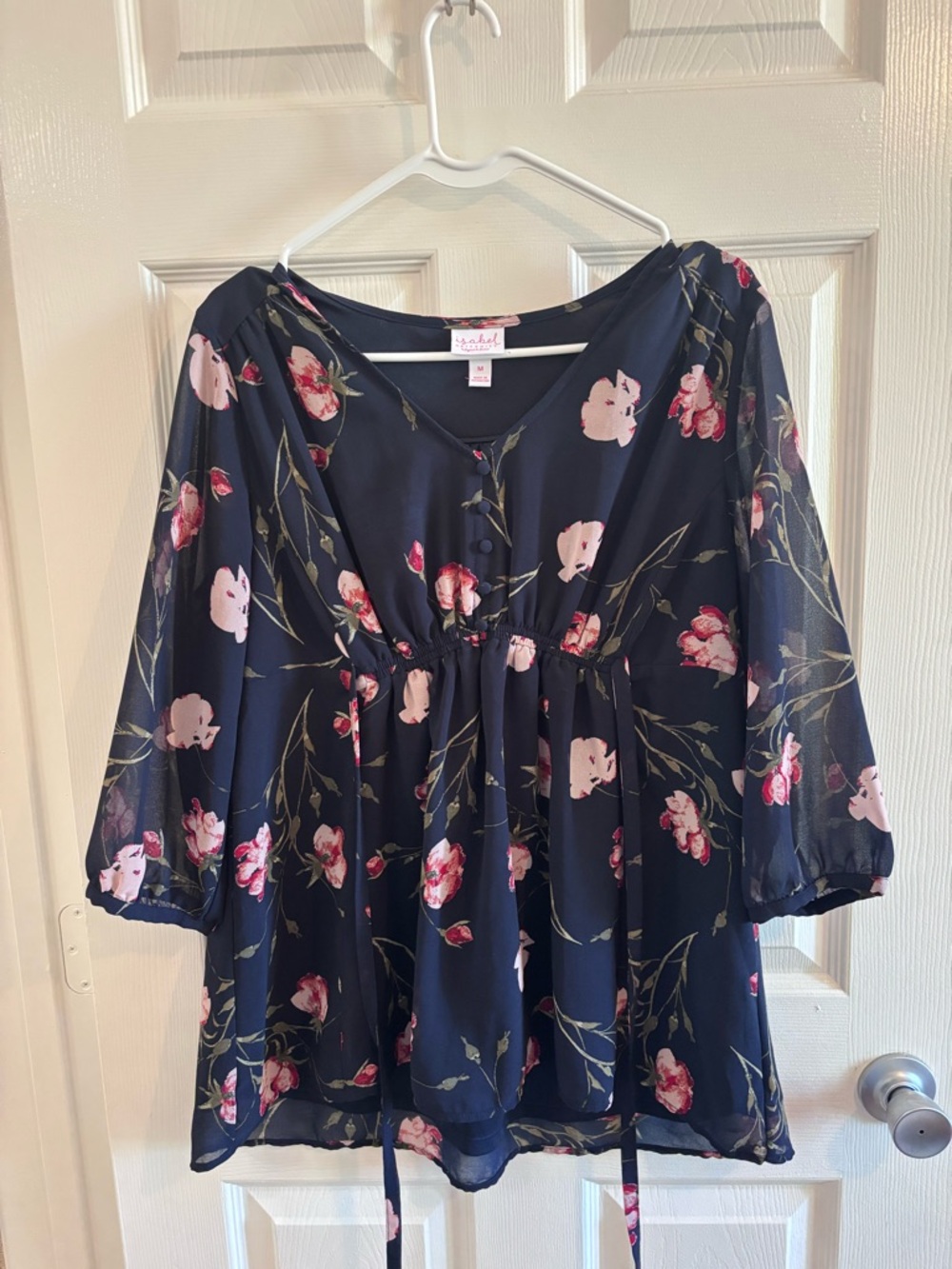 Isabel Maternity by Ingrid & Isabel Navy Floral Maternity Blouse